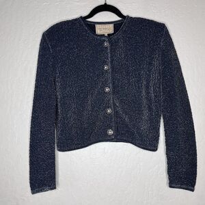 Double D Ranch Wear Black Metallic Buttons Cropped Western Jacket Women’s Size M